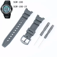 watch accessories waterproof rubber strap pin buckle for casio resin series strap sgw 100 sports watch mens silicone strap