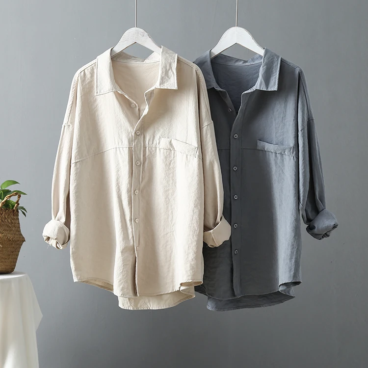 Модные свободные однотонные женские рубашки Blusas Mujer De Moda Весна Осень Новые темно-зеленые женские блузки с длинным рукавом Топы 6720 50