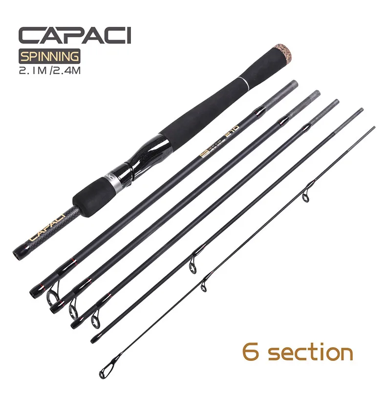 New!Carbon Spinning Fishing Rod Superhard Lure Wt:1.8-14g Casting Fishing Rod Portable 6 Section Outdoor Casting Lure Rod