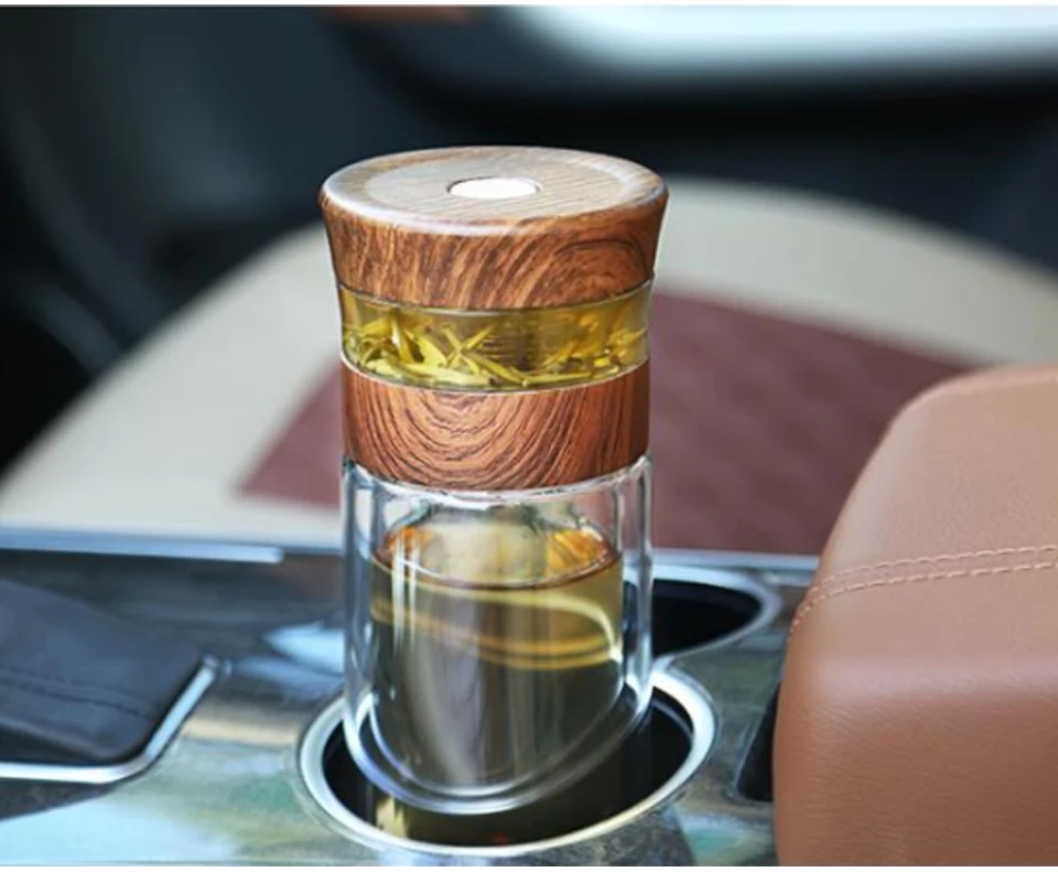 Drinking Pot Portable Tea Separation Cups Double-layer Car Cup Creative High Temperature Glass Water Bottle To Send Cup Sets
