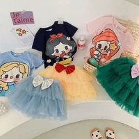 girls clothing set frozen elsa princess mermaid t shirt tutu dress two piece set summer toddler girls birthday outfits 2 8y