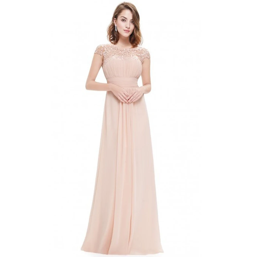 Женское шифоновое платье макси с круглым вырезом и высокой талией|Женские