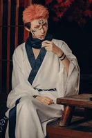 anime jujutsu kaisen ryomen sukuna cosplay adult men women outfits kimono hanfu blue corset two toe socks halloween costume