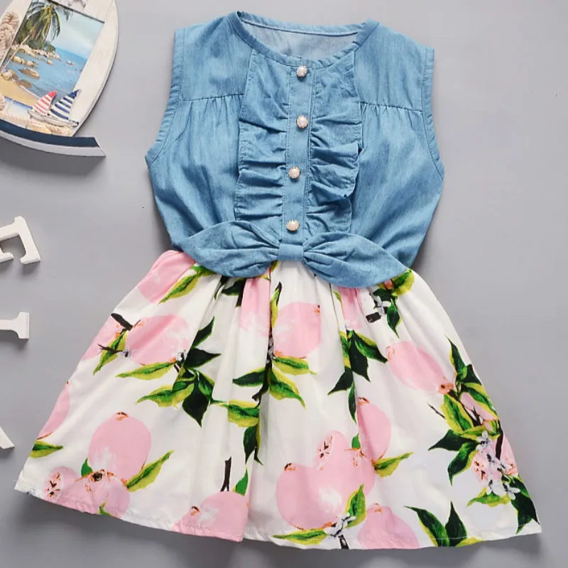 Платье для девочек новинка 2018 Ковбойское платье с лимоном новые милые платья