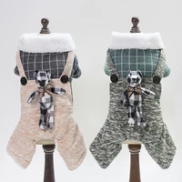 winter warm pet dog four legs clothes for small dogs jackets plaid pet apparel modern stylish cotton rabbit clothing costume