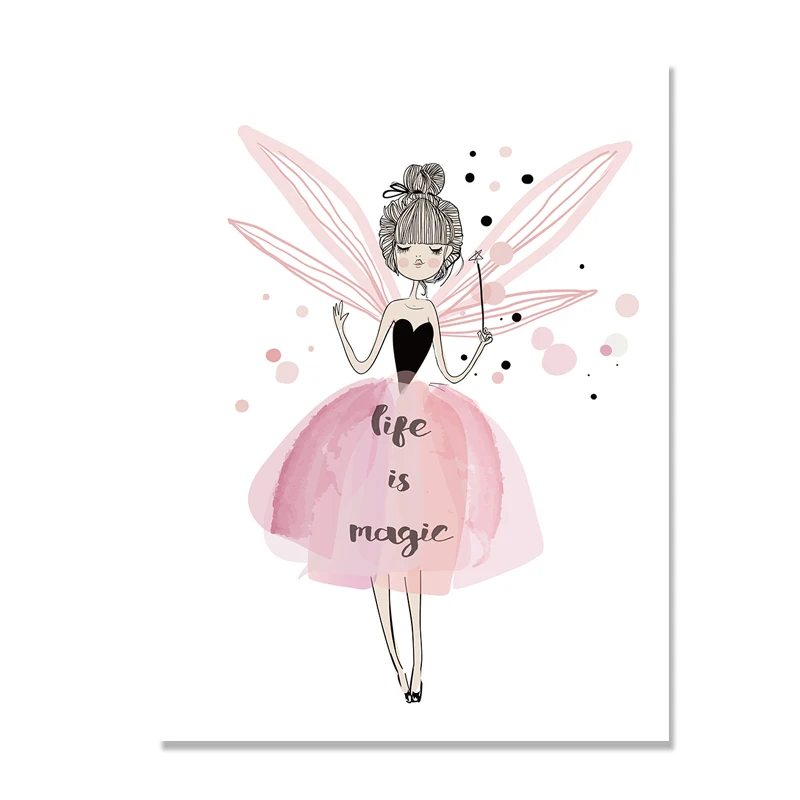 Скандинавский плакат, Розовый декор для детской комнаты, холст, плакат, Куадрос, Decoracion, салонные настенные картины, холст, живопись, плакаты и принты - Цвет: B