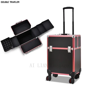 2020 Новый профессиональный косметический Чехол-тележка для макияжа, Многоэтажный косметический чехол, сумка для парикмахерских, большой вместимости, багаж, тату для ногтей