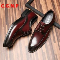 c g n p goodyear welted handmade genuine leather formal shoes men dress shoes lace up brush color office wedding mens shoes