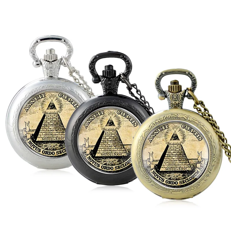 Classic Masonic Eye of God Design Glass Cabochon Quartz Pocket Watch Vintage Men Women Pendant Necklace Chain Clock  Gifts dire wolf winter is coming game of thrones crest of stark house quartz pocket watch men women necklace chain father s day gifts