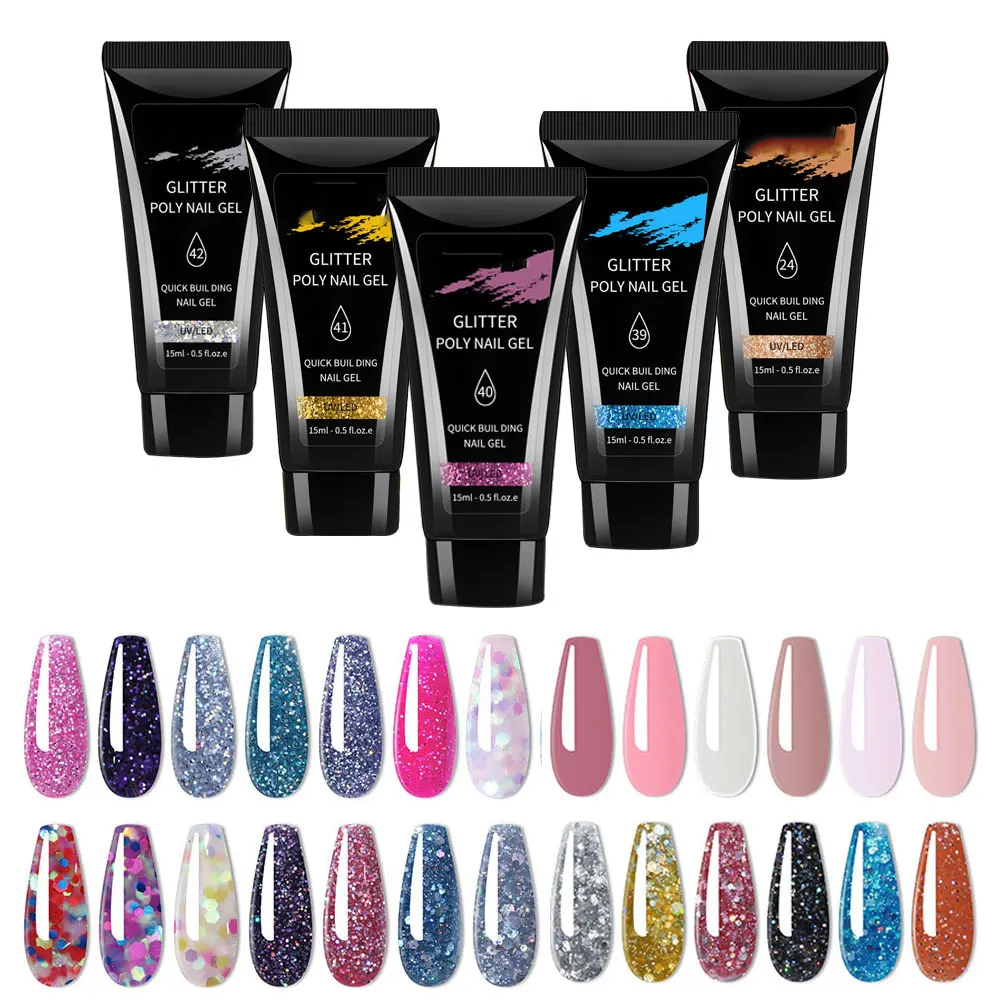 Поликристаллический гель для ногтей УФ-гель наращивания со звездами блестящий