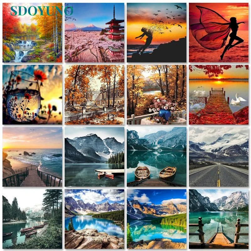 

SDOYUNO 60x75cm Oil Painting By Numbers Nature Scenery On Canvas Landscape DIY Paint By Numbers Handicraft Handiwork Art Decor