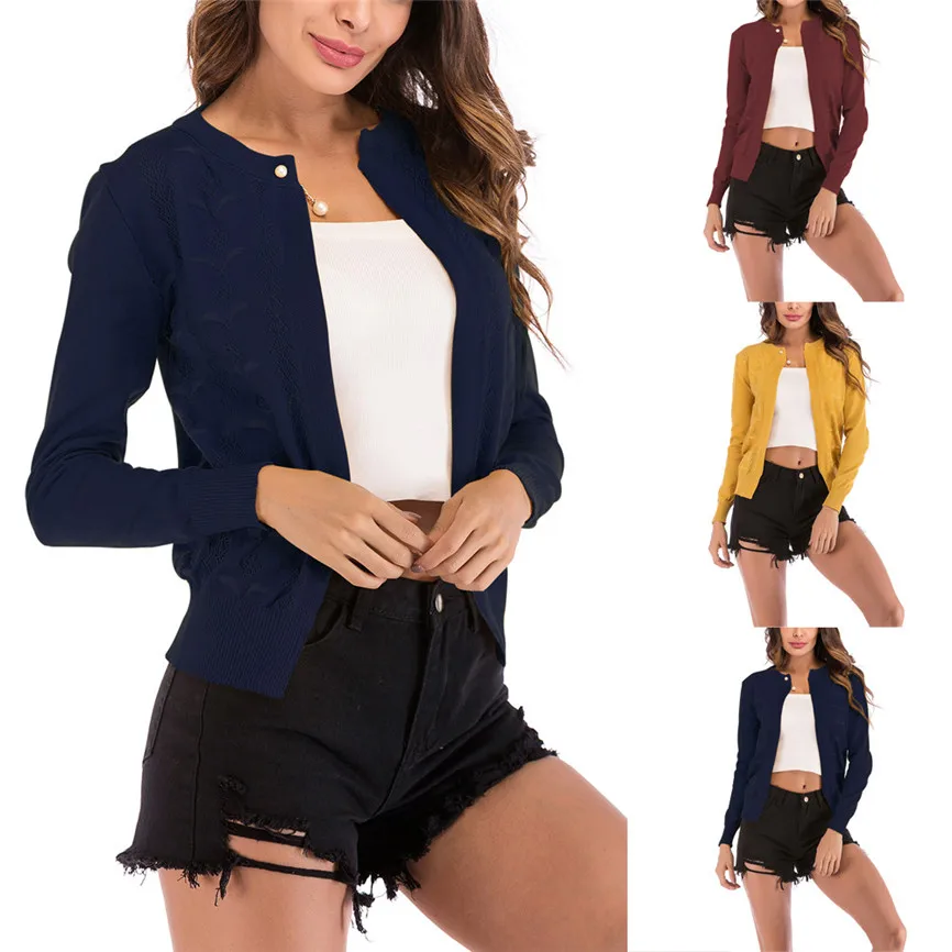 Женские куртки и пальто большого размера ажурный однотонный вязаный кардиган с