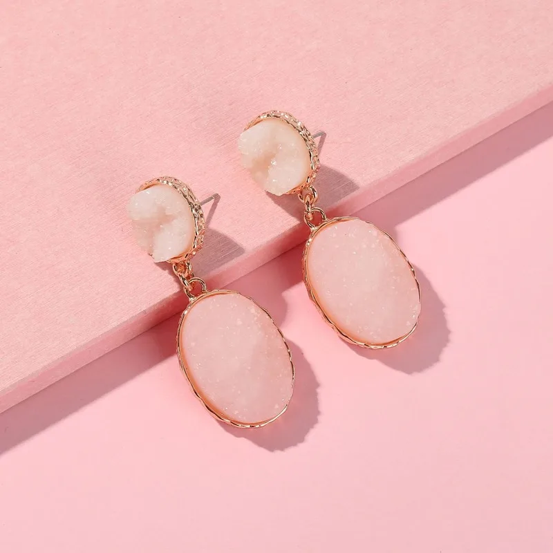 Винтажные серьги Druzy для женщин богемный кулон из смолы серьги синий камень серьги в форме капли массивные ювелирные изделия Aretes De Mujer