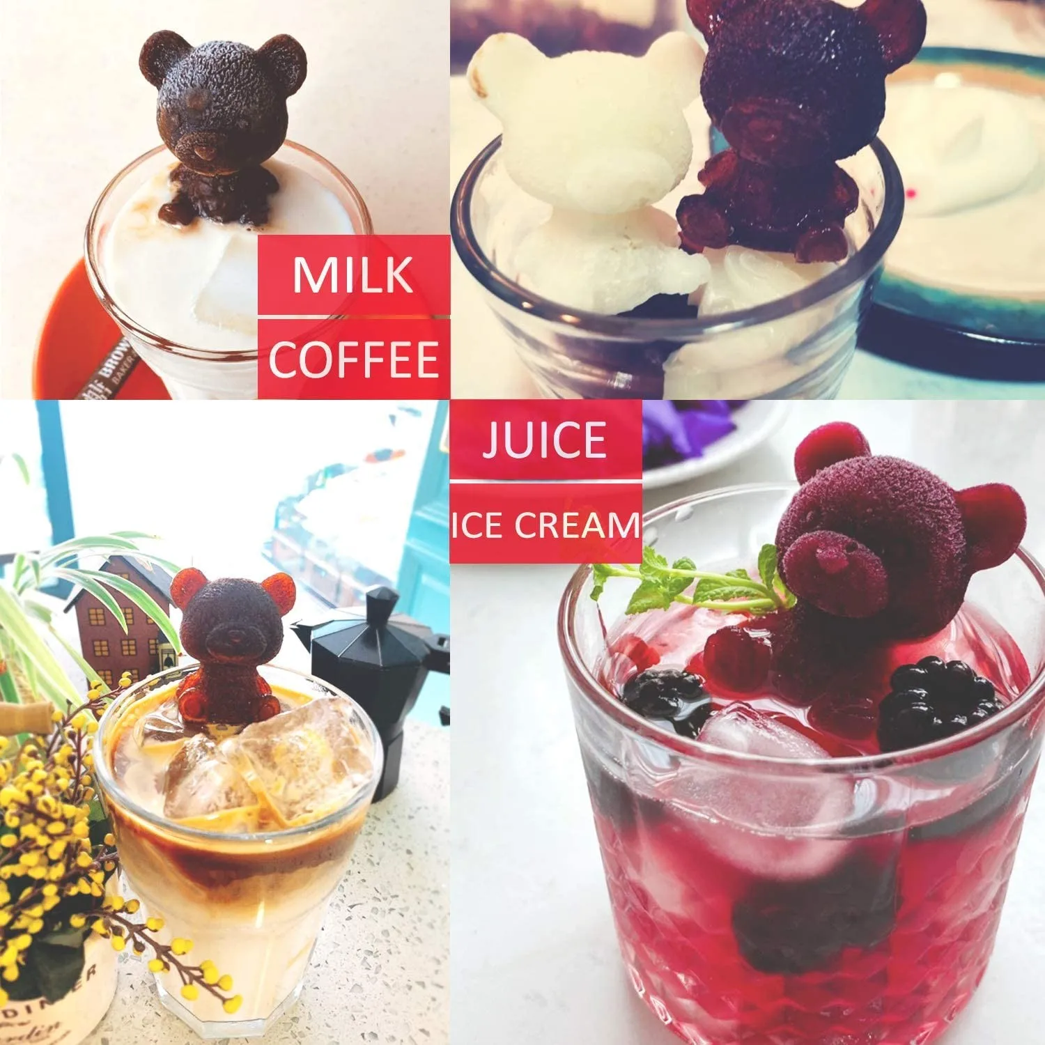 

Ice Cube Mold Silicone Cute Animal Ice Cube Mold Abrasive 3d Ice Cube Mold Bear Mold Silicone Creative Coffee Milk Tea Ice Cube