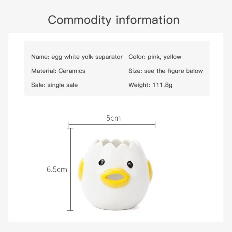 

Cute Chicken Egg White Separator Egg Yolk Filtration Cartoon Ceramic Egg Tool Protein Separator Kitchen Baking Tool Kitchen