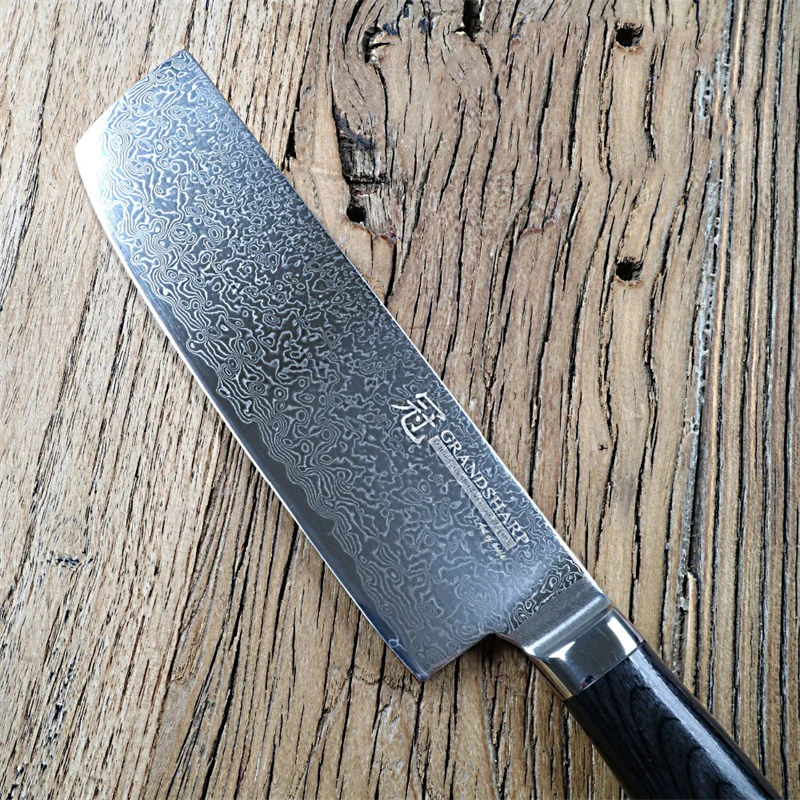 7 дюймовый ножи накири GRANDSHARP дамасский японский инструмент из нержавеющей стали