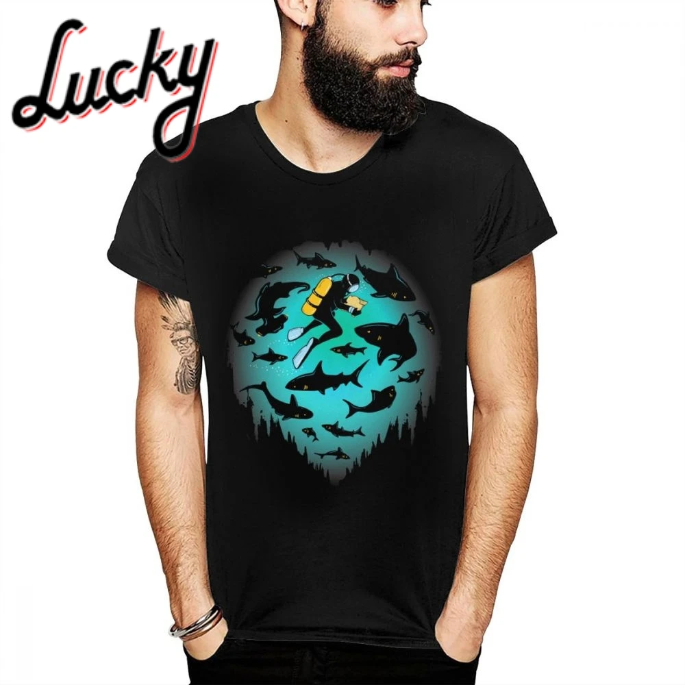 Харадзюку иллюстрация Дайвинг море подводная футболка человек хипстер отличная