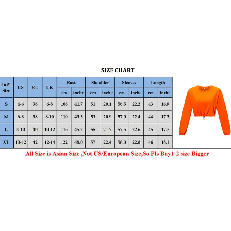 

Women Crop Tops Long Sleeve Hoodie Sweatshirt Casual Solid O neck Slim Jumper Pullover Hooded Women Clothing