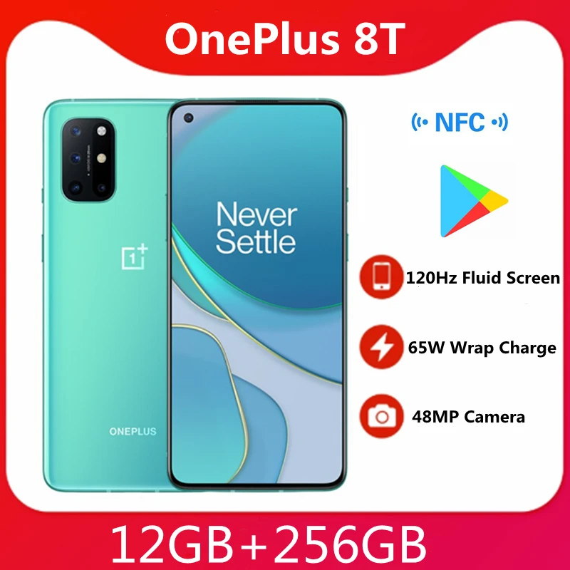 Смартфон OnePlus 8T глобальной версии 12 Гб ОЗУ 256 ПЗУ 65 Вт Зарядное устройство 4500 мАч 120