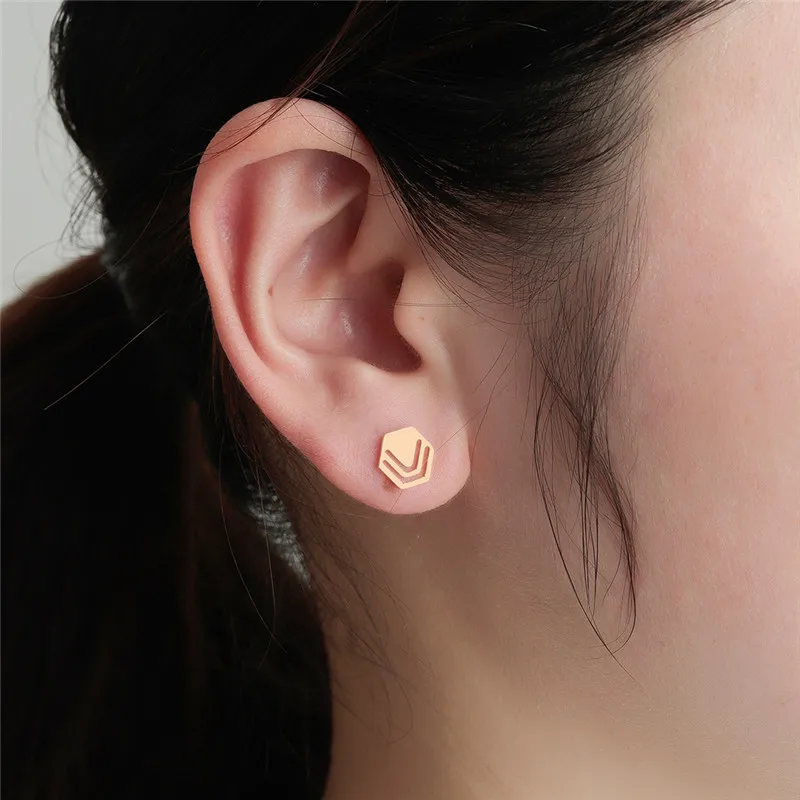 Kinitial серьги-гвоздики с шестигранной головкой из нержавеющей стали для женщин и