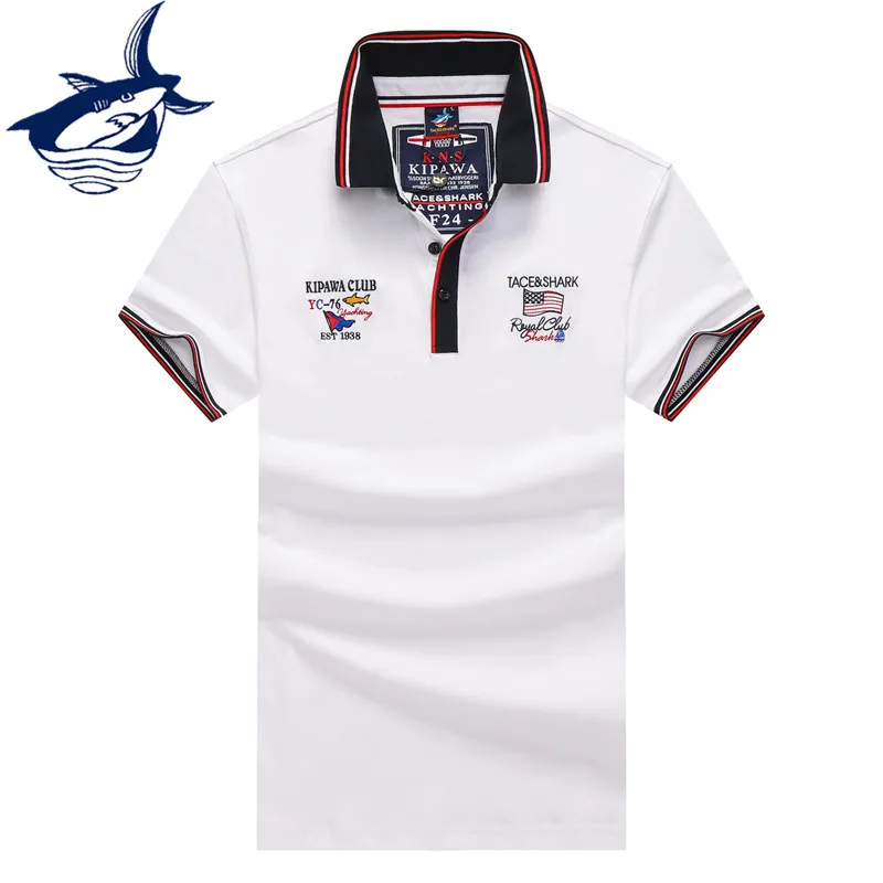 Мужская хлопковая рубашка-поло Tace &amp Shark Однотонная с короткими рукавами и