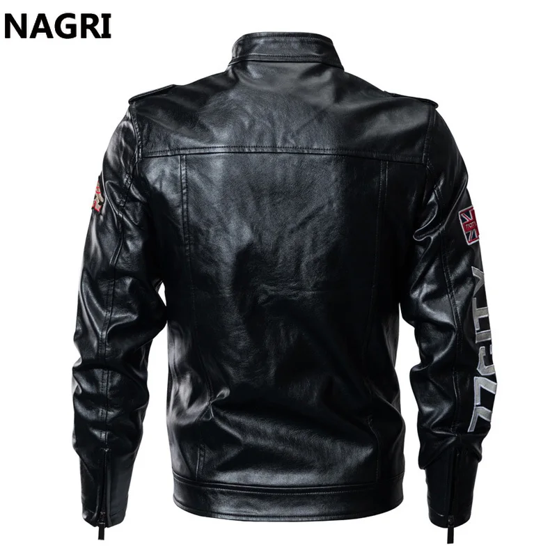 Мужская кожаная куртка куртка-пилота в стиле милитари из искусственной кожи для