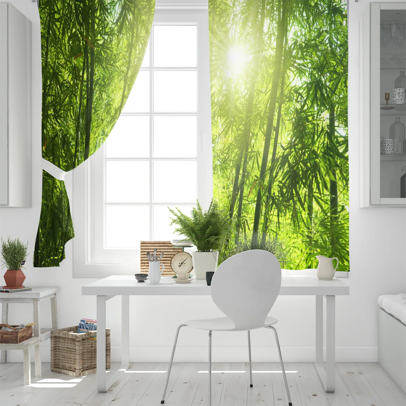 Зеленые бамбуковые занавески для окна от солнца и растений гостиной мальчиков