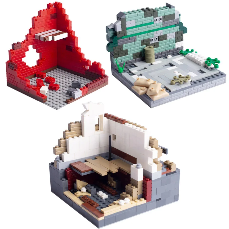 

Moc Small Building Block Compatible Toys Parts Military Scene Ruins Battlefield Puzzle Assembly Gifts