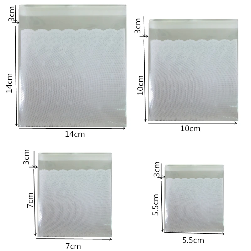 100 шт. пластик прозрачный белый ярких цветов с кружевом Подарочный мешок для
