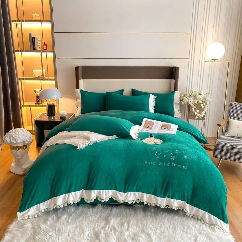 Комплект постельного белья из молочного волокна кружевное покрывало роскошный