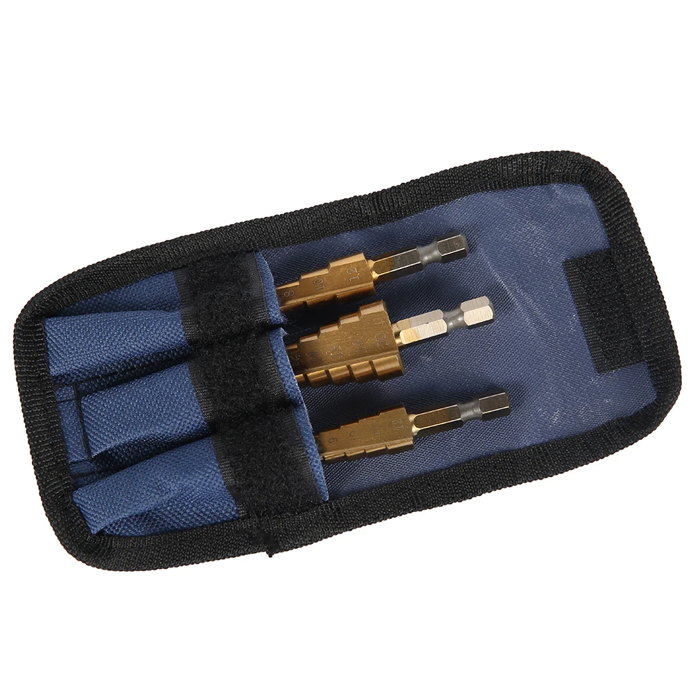 

4pcs/set HSS Step Drill Bits 3-12/4-12/4-20mm with Center Punch Drill Titanuim Coated Wood Metal Cone Drill Bit Hole Cutter Set