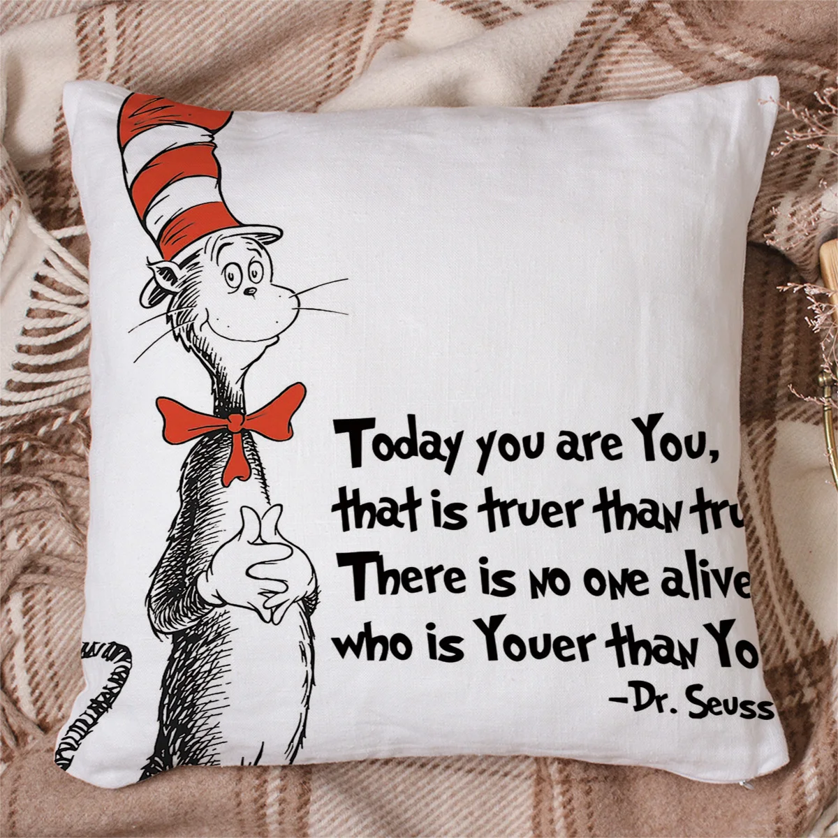 A Sox Cat в высокой шляпе рисованная Dr. Seuss наволочки с рисунком квадратным принтом |