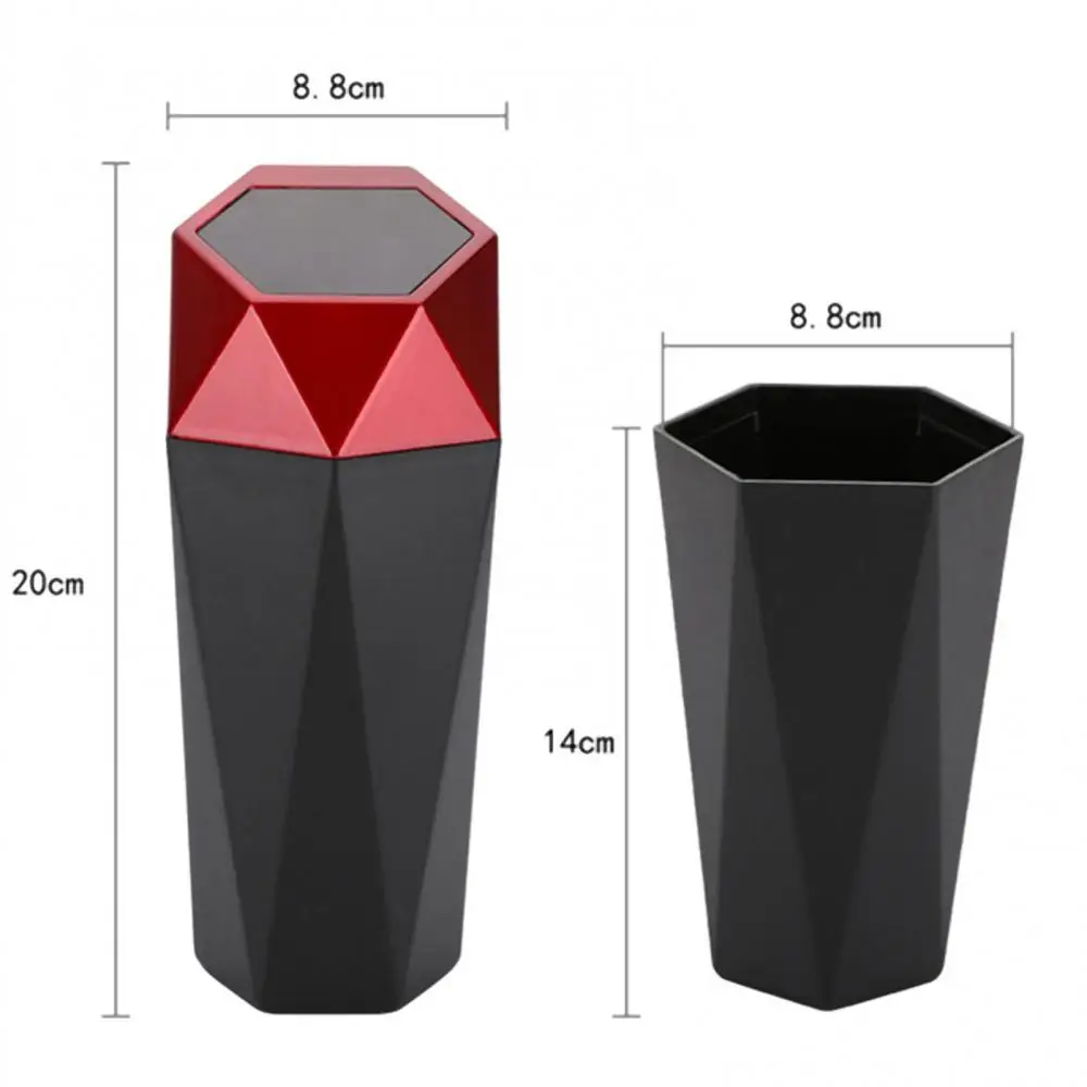 

ABS Car Auto Mini Cup Holder Trash Can Rhombus Storage Box Garbage Bin with Lid Car Interior Accessories Mini Trash