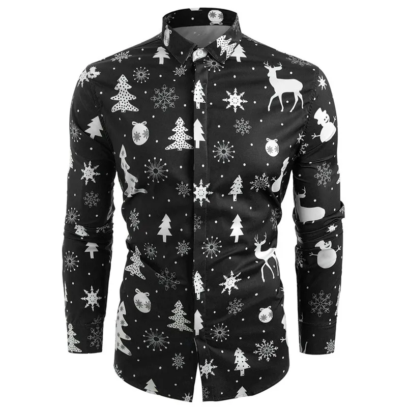 Funnyshirt с принтом длинным рукавом на пуговицах Мужская одежда повседневная