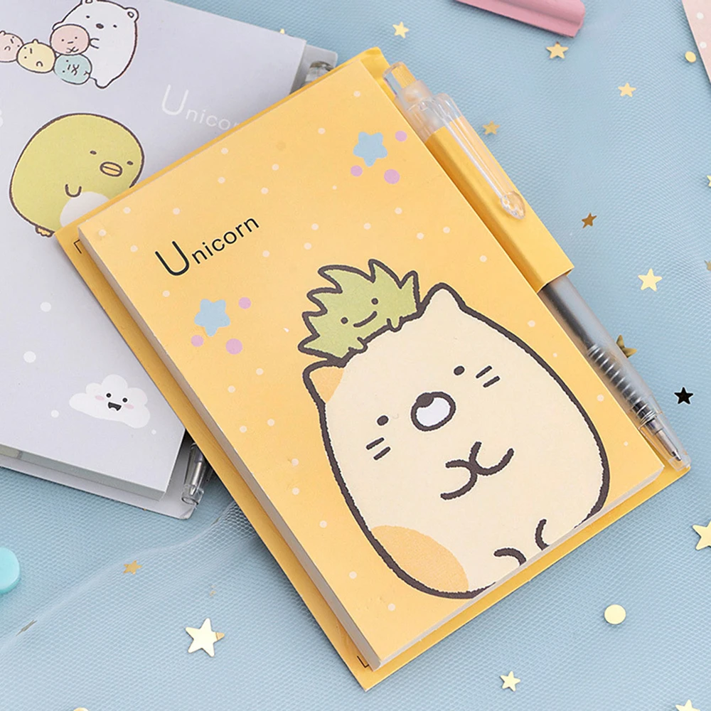 1 Набор Kawaii Sumikko Gurashi блокнот с ручкой для заметок свободный бумага лист школьные