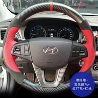 for hyundai elantra lafesta mistra ix35 tucson verna celesta ix25 hand stitched leather suede car steering wheel cover