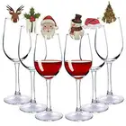 10 шт.лот, декоративные открытки для домашнего стола, Рождественская шапка Санты, бокал для вина, новогодние украшения для вечерние, рождественские украшения