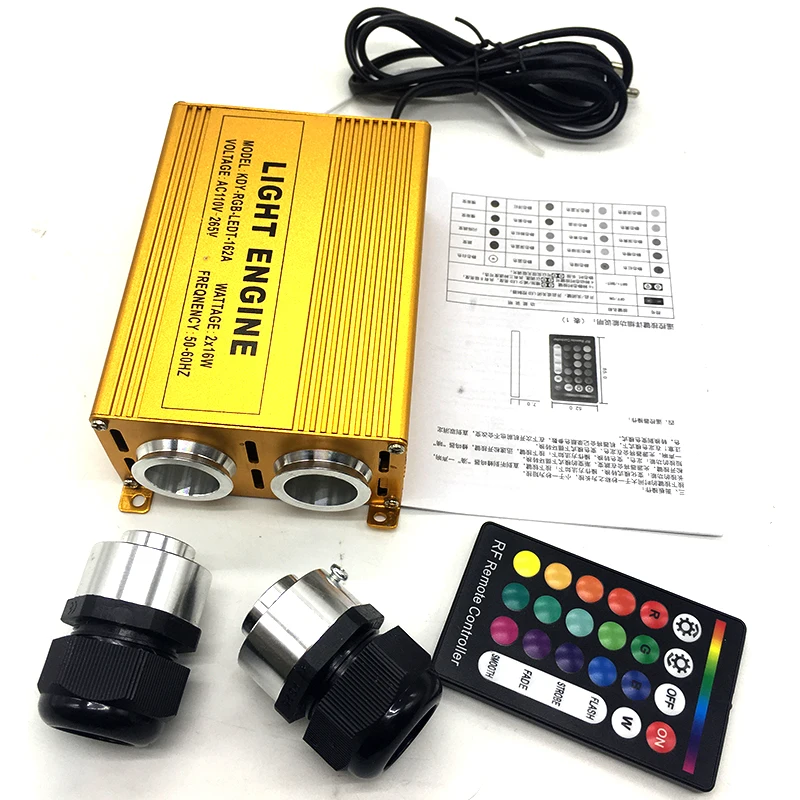 Золотая алюминиевая двойная головка 2*16 Вт светодиодный волоконно оптический