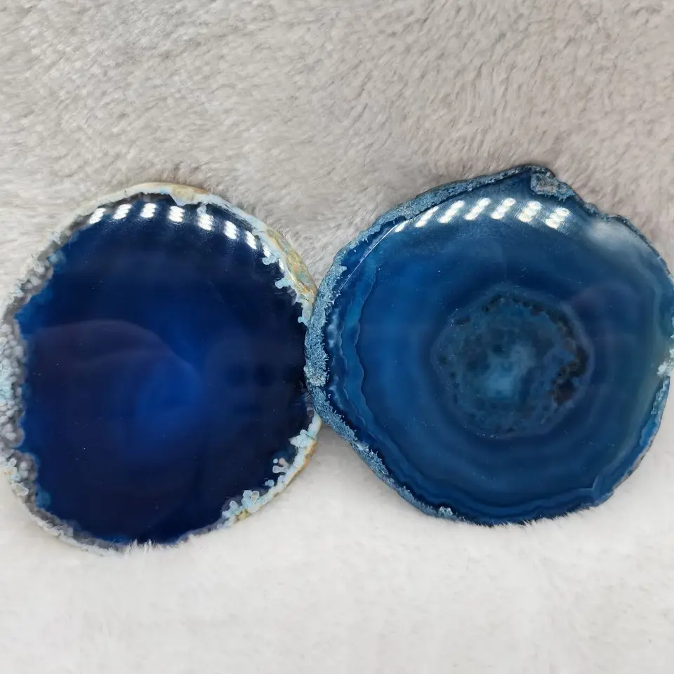 

Large BLUE Agate Slice Geode Polished Crystal Quartz