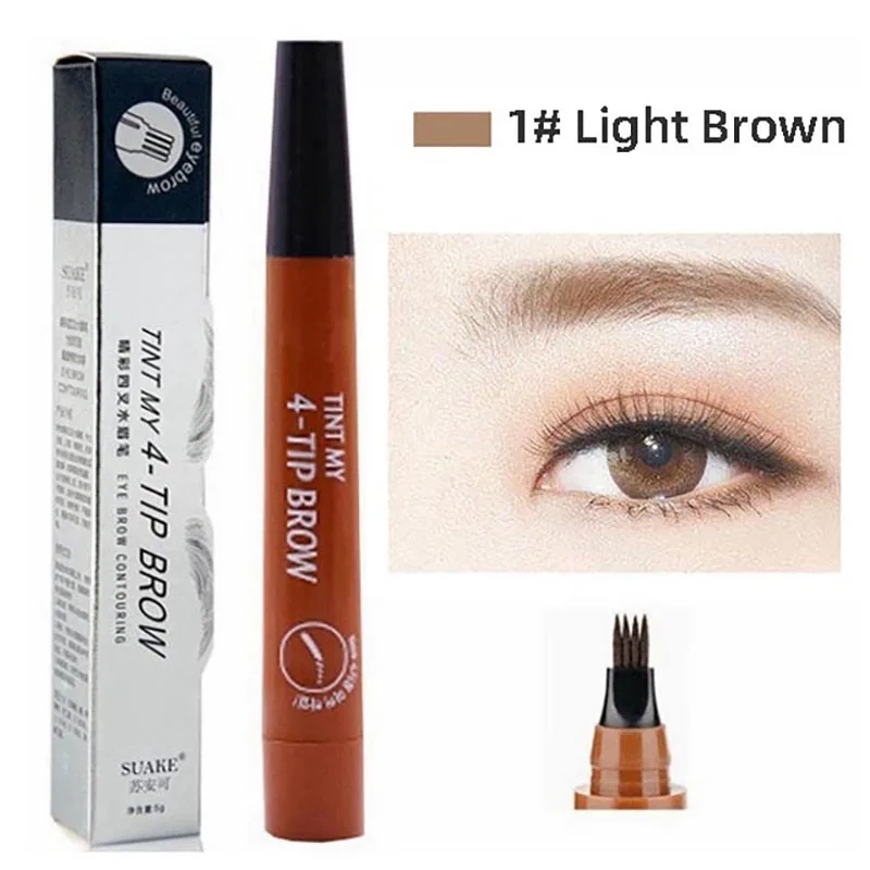 2 шт. жидкая ручка для бровей водостойкая с четырьмя лапами оттенок макияж четыре цвета карандаш коричневый