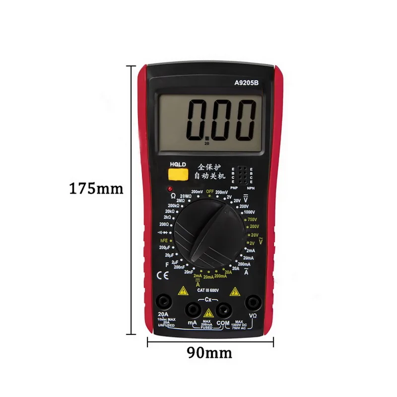 1Pcs LCD Digital Multimeter Voltmeter Ammeter Ohmmeter DC10V~1000V 10A AC 750V Current Tester Test Display A9205B | Инструменты