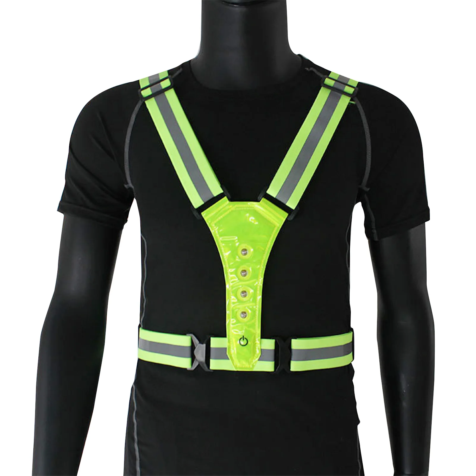 

LED Sports Reflective Vest Adjustable Elastic V-shaped Illuminated Reflective Vest Night Running Vest Safety Warning Vest