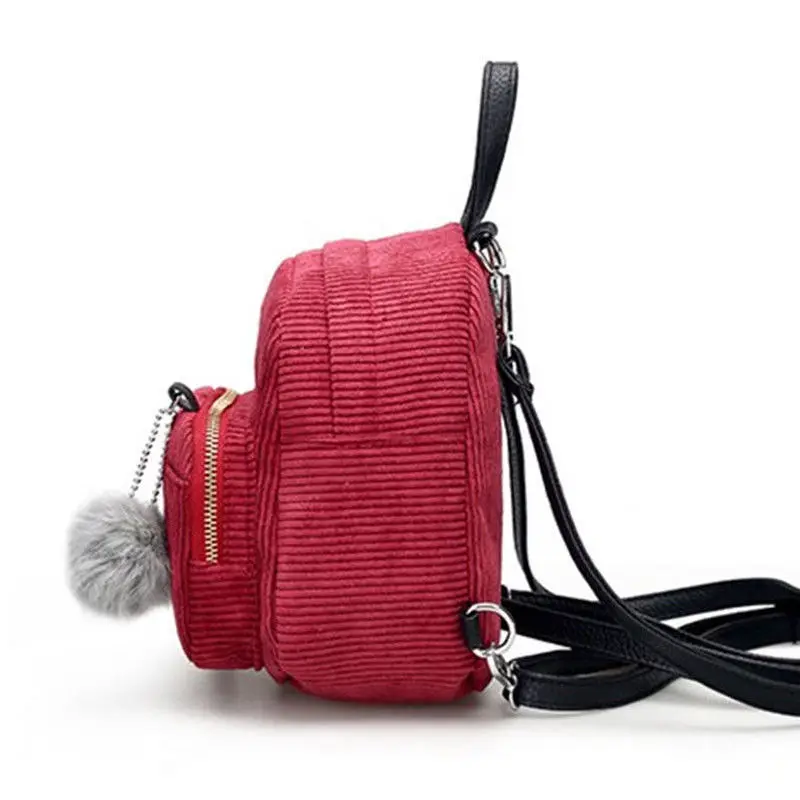 

Fashion Small School Backpack Women Teenager Young Girls Solid Shoulder Bags Travel Mochila Corduroy Backpack Purse