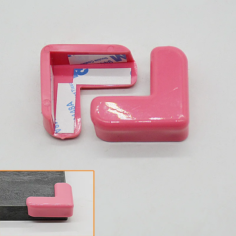 pink 4 шт./компл. Детская безопасность L Форма Прозрачная защитная крышка стола Уголки защиты детей мебели край Уголки - Цвет: pink