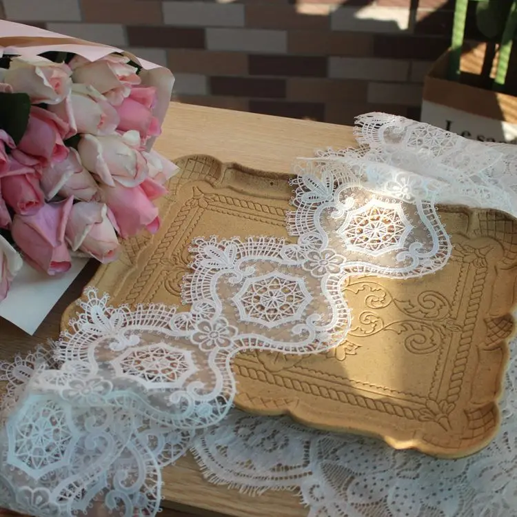 

16cm wide high quality hollow mesh milk silk water soluble embroidery retro lace wedding dress