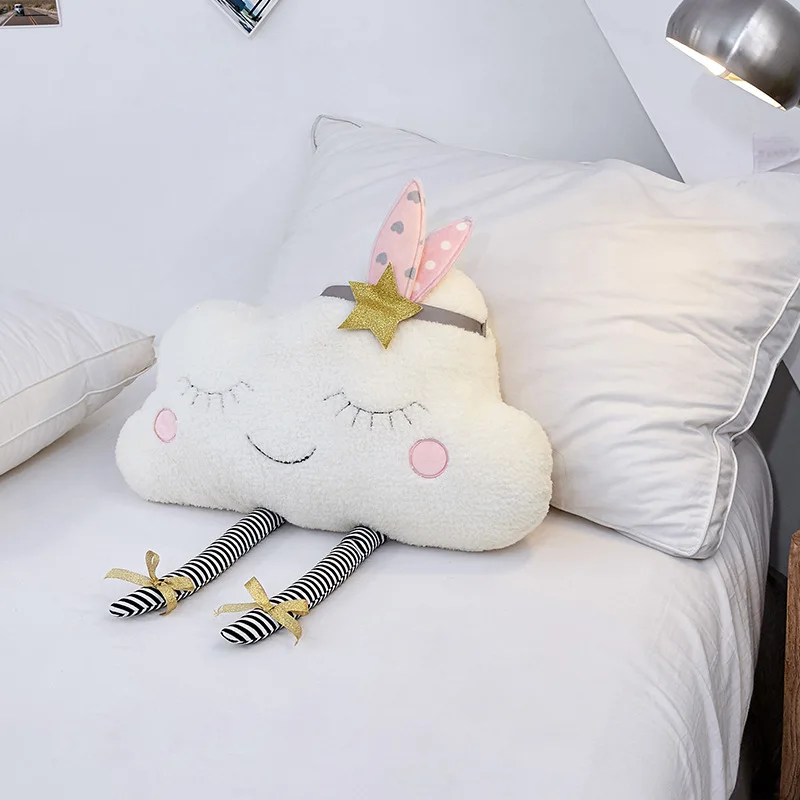 

Cloud Baby Comforting Pillow Embroidery Squinting Patio Cushions Children's Room Bay Window Decoration Backrest Lumbar Pillow