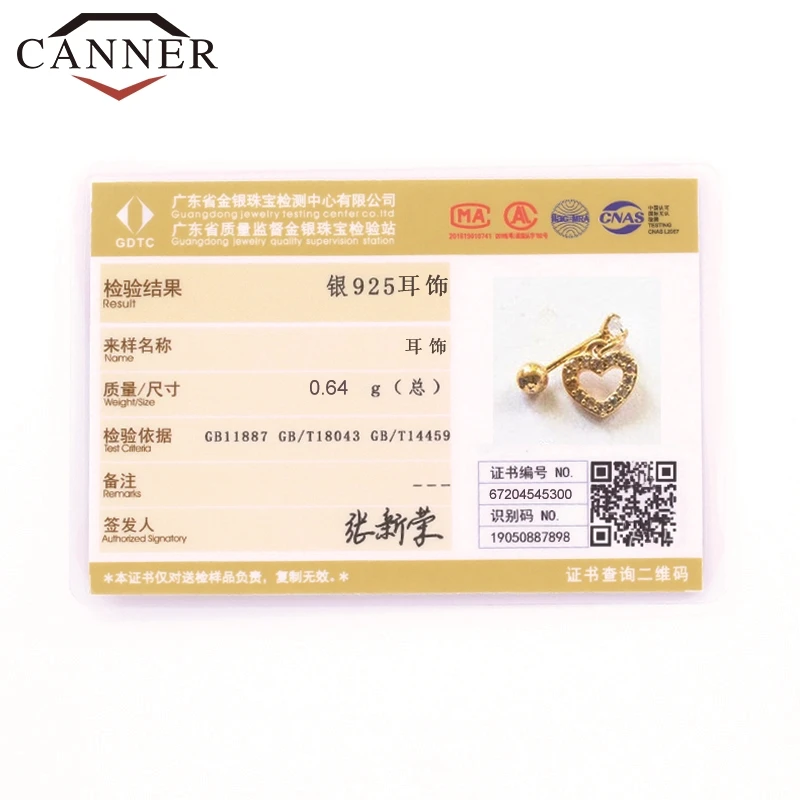 Женские серьги-гвоздики CANNER серьги из настоящего стерлингового серебра 100% пробы