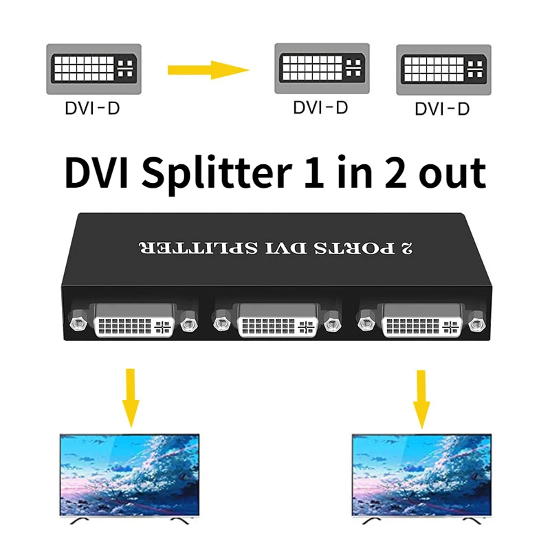 Adaptador de Extensão 1 em 2 1080p para Projetor Splitter Porcelana Saídas hd Monitor Computador Cartão Gráfico Dvi 1×2