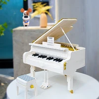 creative series piano building block brick white piano 3d modle musical instrument toys for boy new year gift