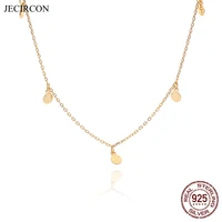 jecircon 925 sterling silver short clavicle chain necklace for women european and american light luxury disc choker necklace